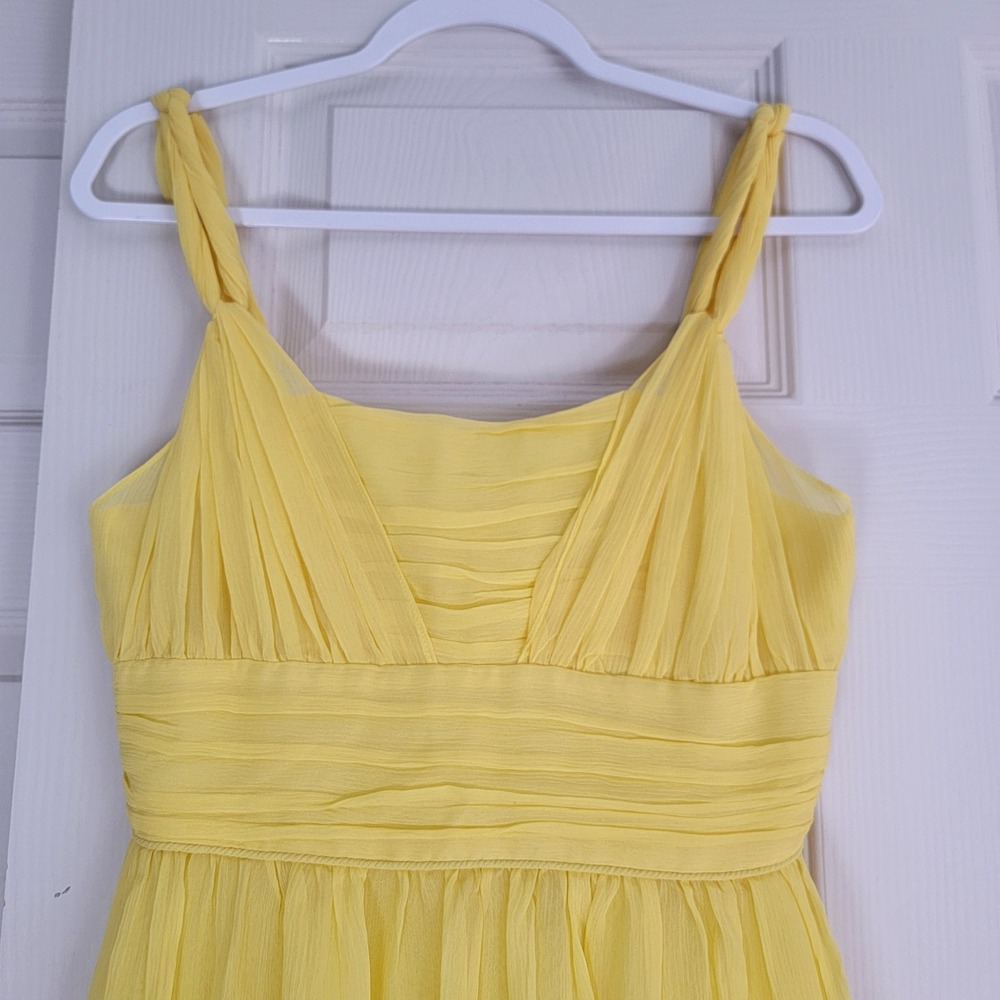 Banana Republic 100% Silk Yellow Lauren GG Mini Dress Fit & Flare Size 4 - Picture 2 of 14